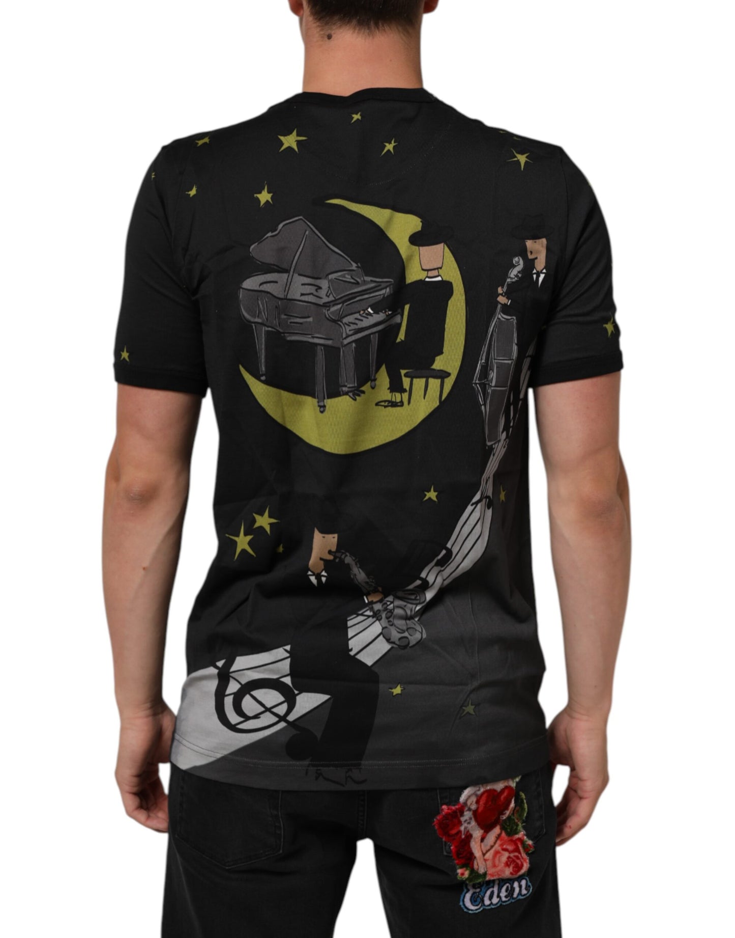 Dolce & Gabbana Black Musical Print Cotton Crew Neck T-shirt Mens T-Shirt