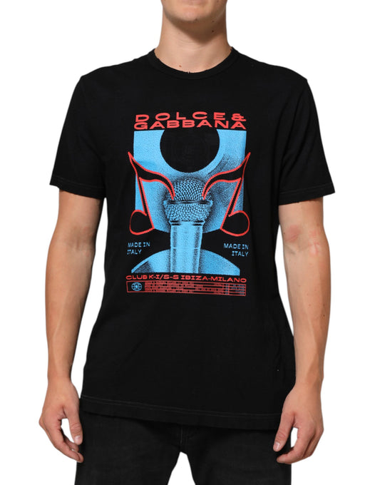 Dolce & Gabbana Black Musical Print Cotton Crew Neck T-shirt Mens T-Shirt