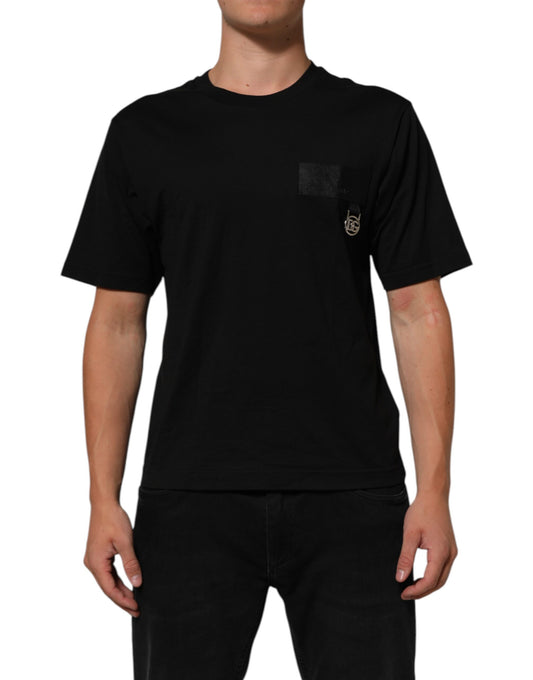Dolce & Gabbana Black Logo Plaque Cotton Crew Neck T-shirt Mens T-Shirt