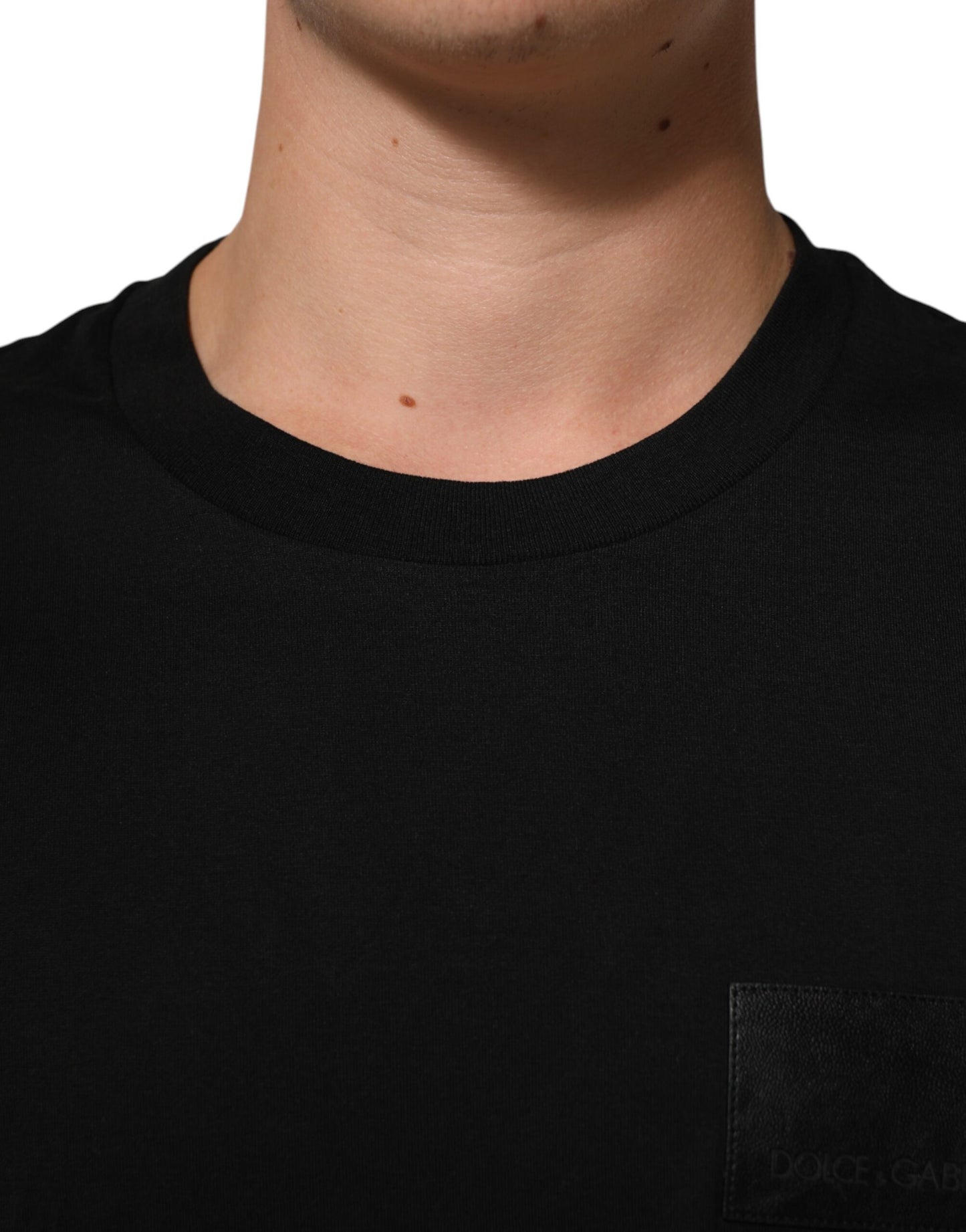 Dolce & Gabbana Black Logo Plaque Cotton Crew Neck T-shirt Mens T-Shirt
