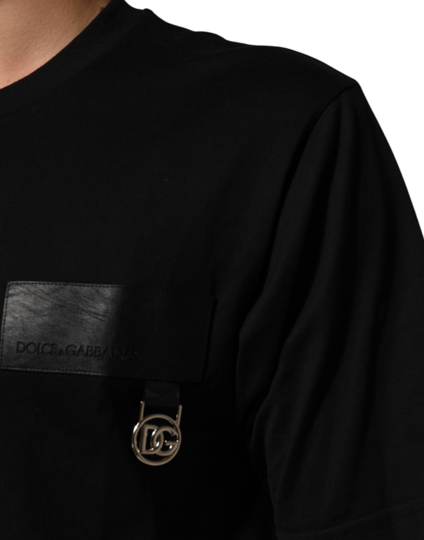Dolce & Gabbana Black Logo Plaque Cotton Crew Neck T-shirt Mens T-Shirt