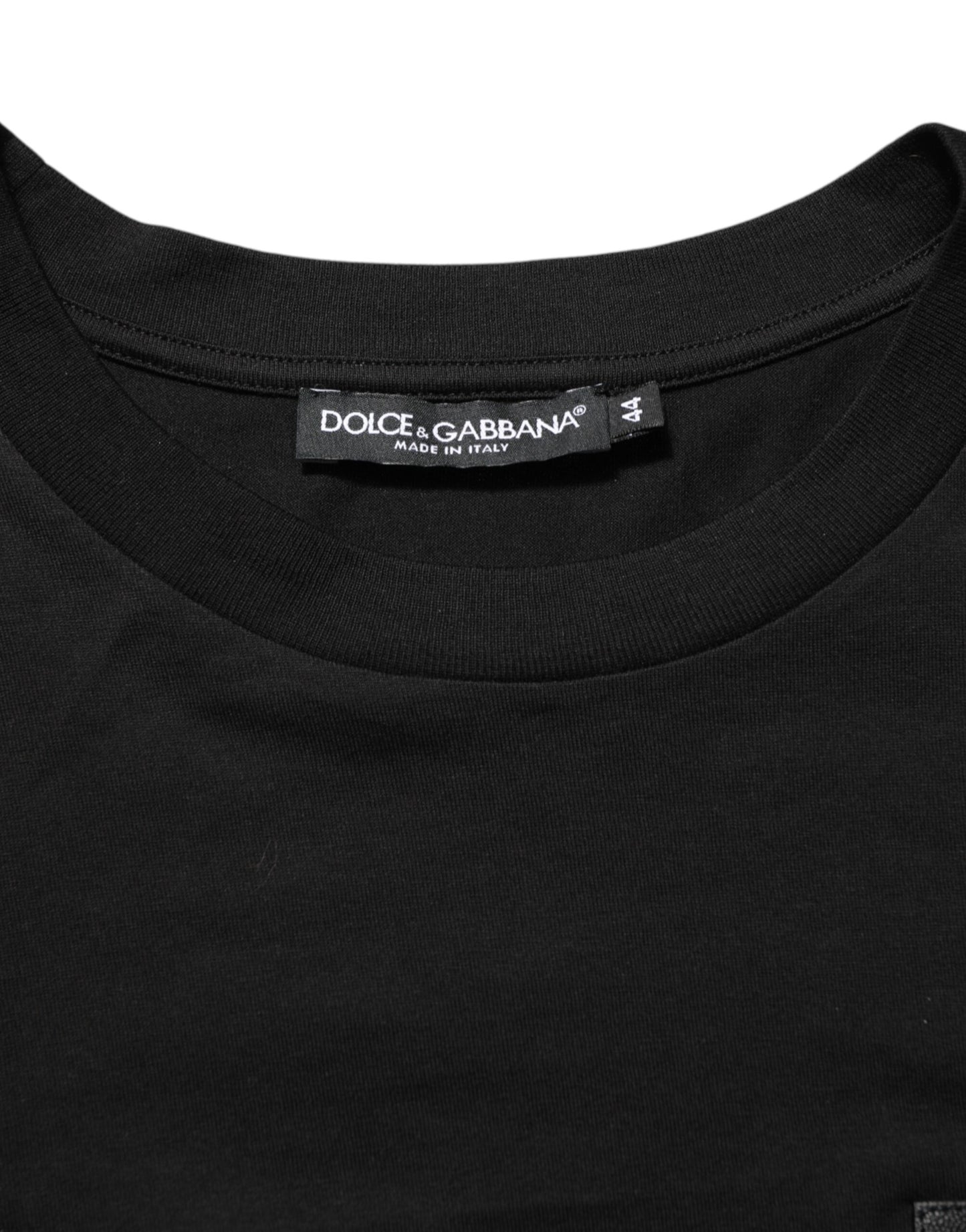 Dolce & Gabbana Black Logo Plaque Cotton Crew Neck T-shirt Mens T-Shirt