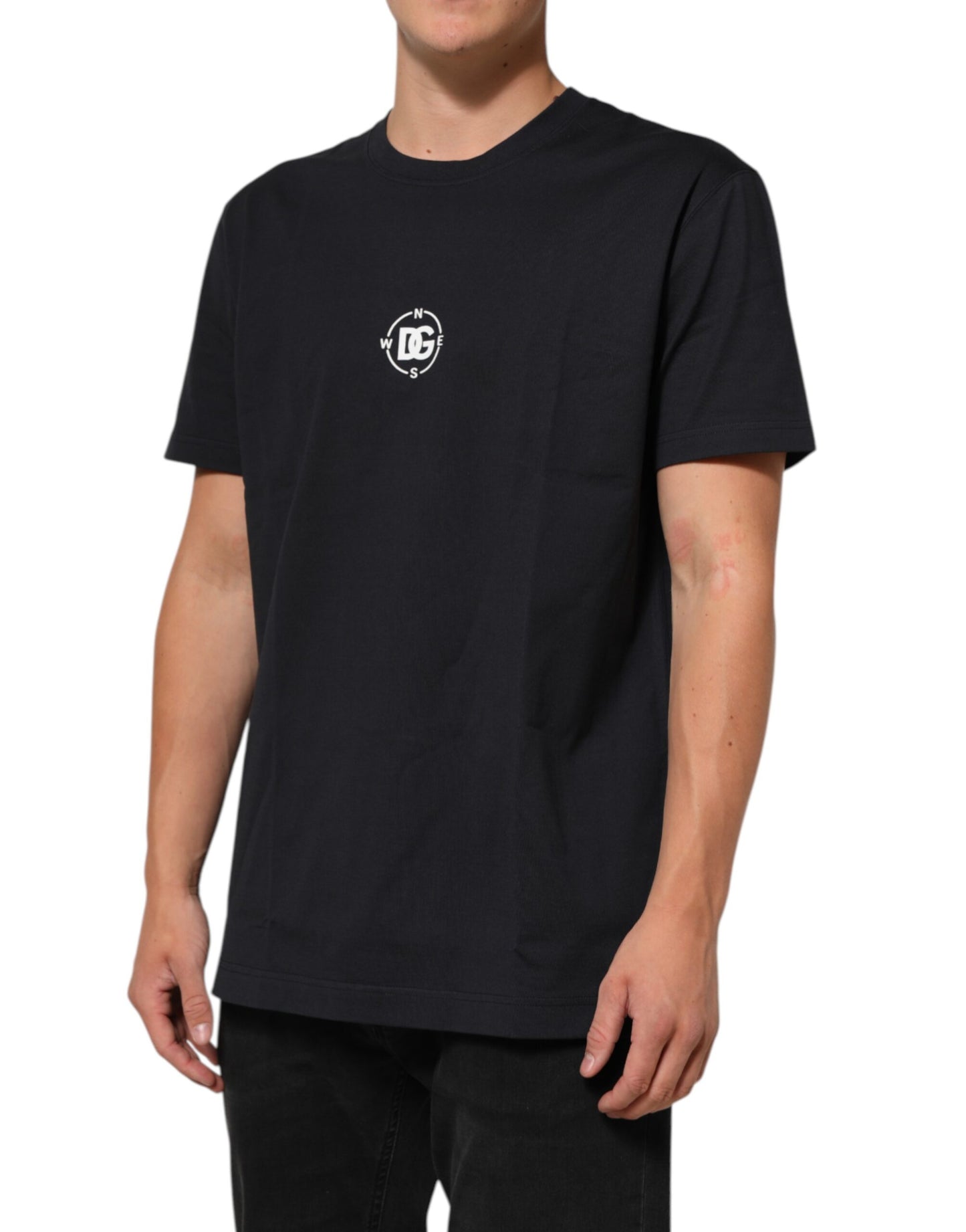 Dolce & Gabbana Black Logo Compass Cotton Crew Neck T-shirt Mens T-Shirt