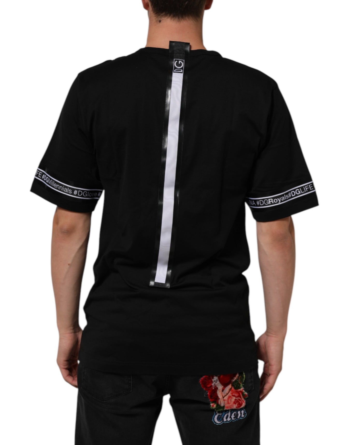 Dolce & Gabbana Black DGRoyals Cotton Men Crew Neck IT T-shirt Mens T-Shirt