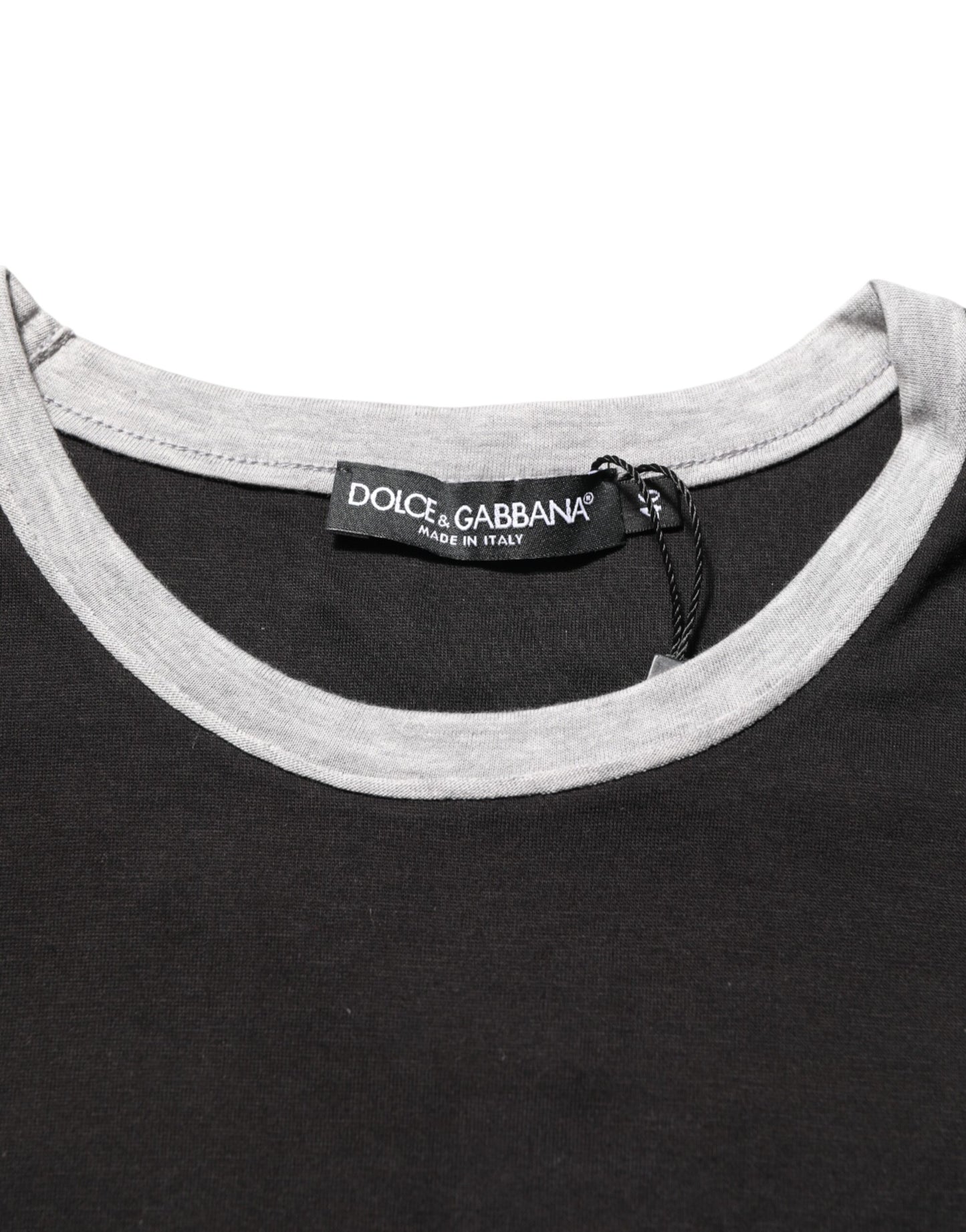 Dolce & Gabbana Black Cotton Logo Print Men Crew Neck T-shirt Mens T-Shirt
