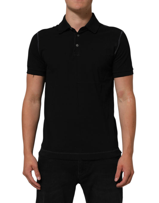Dolce & Gabbana Black Cotton Graphic Print PoloShirt T-shirt Mens T-Shirt
