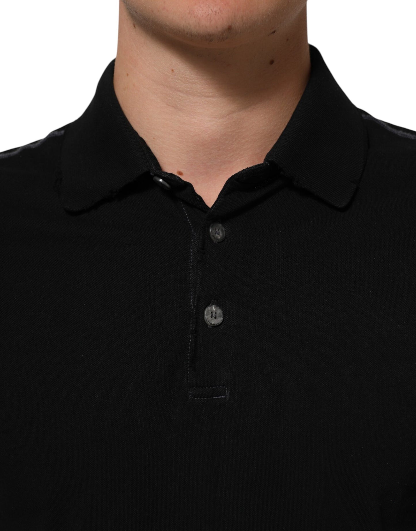 Dolce & Gabbana Black Cotton Graphic Print PoloShirt T-shirt Mens T-Shirt