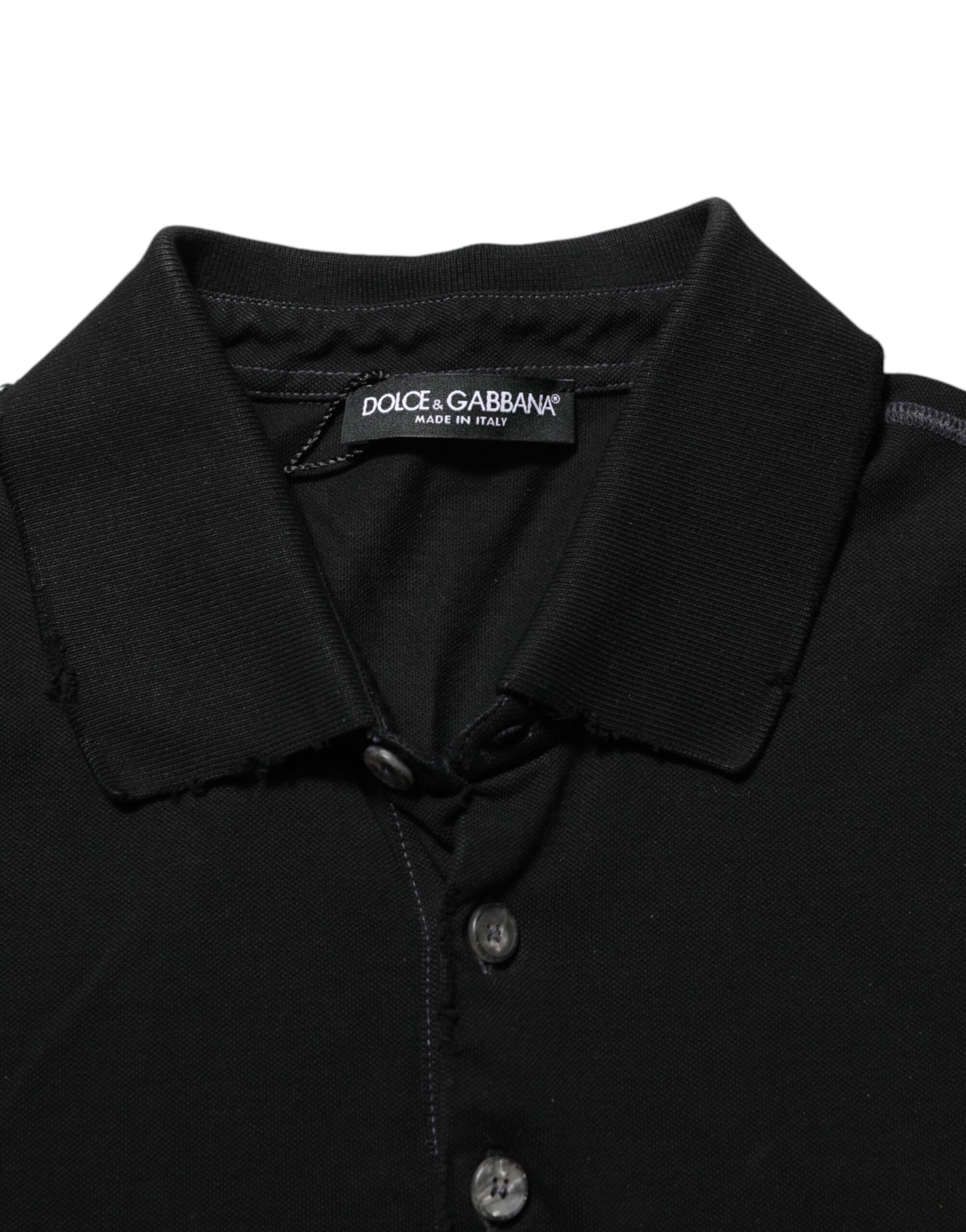 Dolce & Gabbana Black Cotton Graphic Print PoloShirt T-shirt Mens T-Shirt