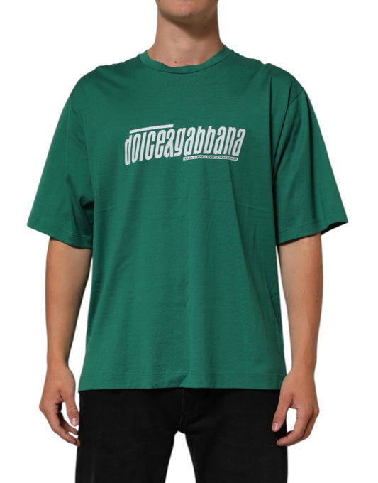 Dolce & Gabbana Green Cotton Graphic Logo Print Crewneck T-shirt Mens T-Shirt