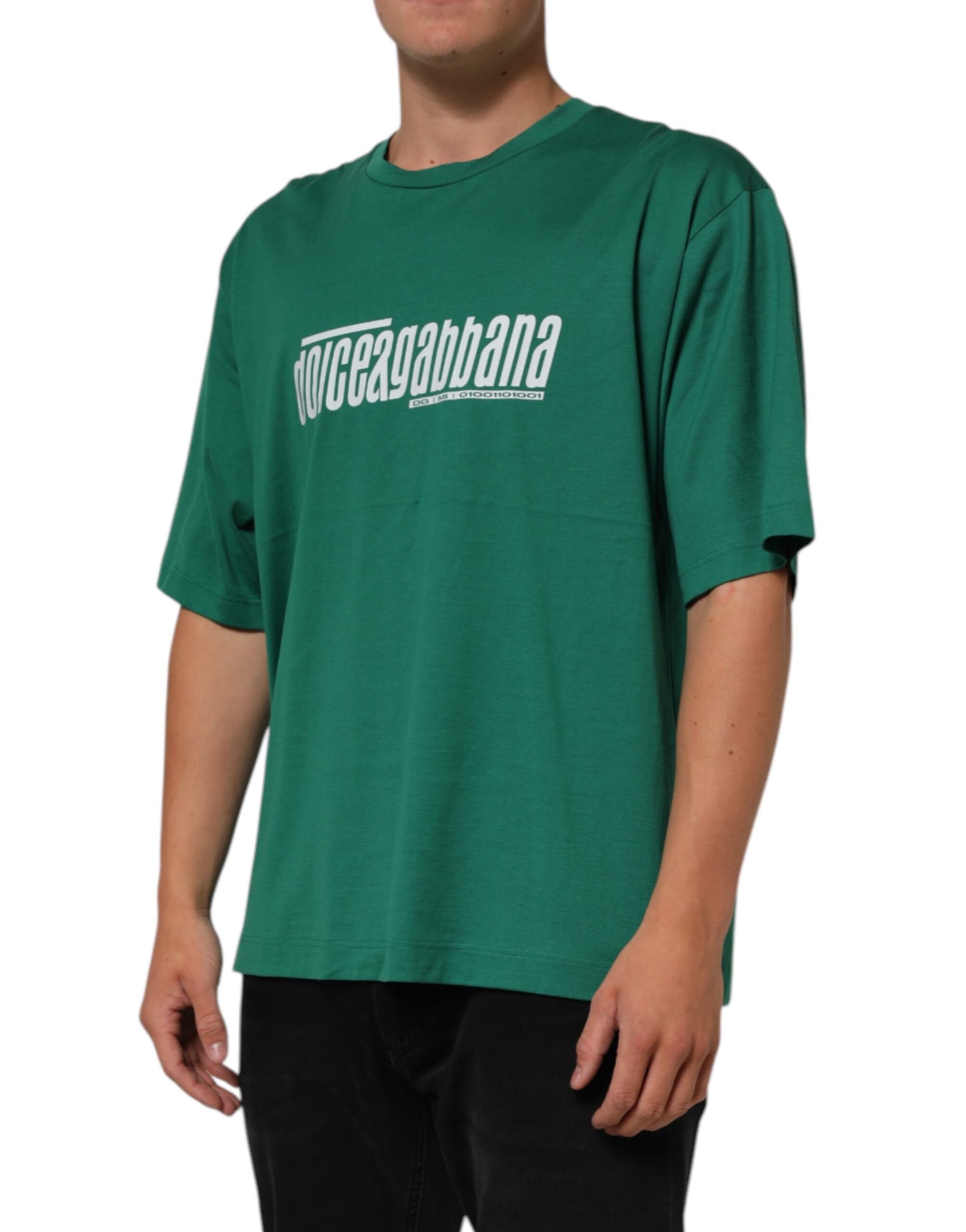 Dolce & Gabbana Green Cotton Graphic Logo Print Crewneck T-shirt Mens T-Shirt