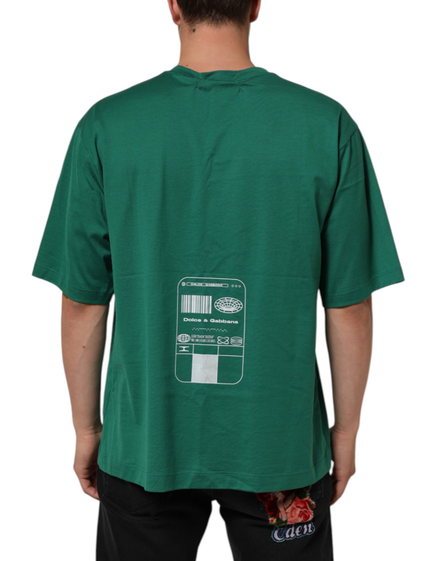 Dolce & Gabbana Green Cotton Graphic Logo Print Crewneck T-shirt Mens T-Shirt