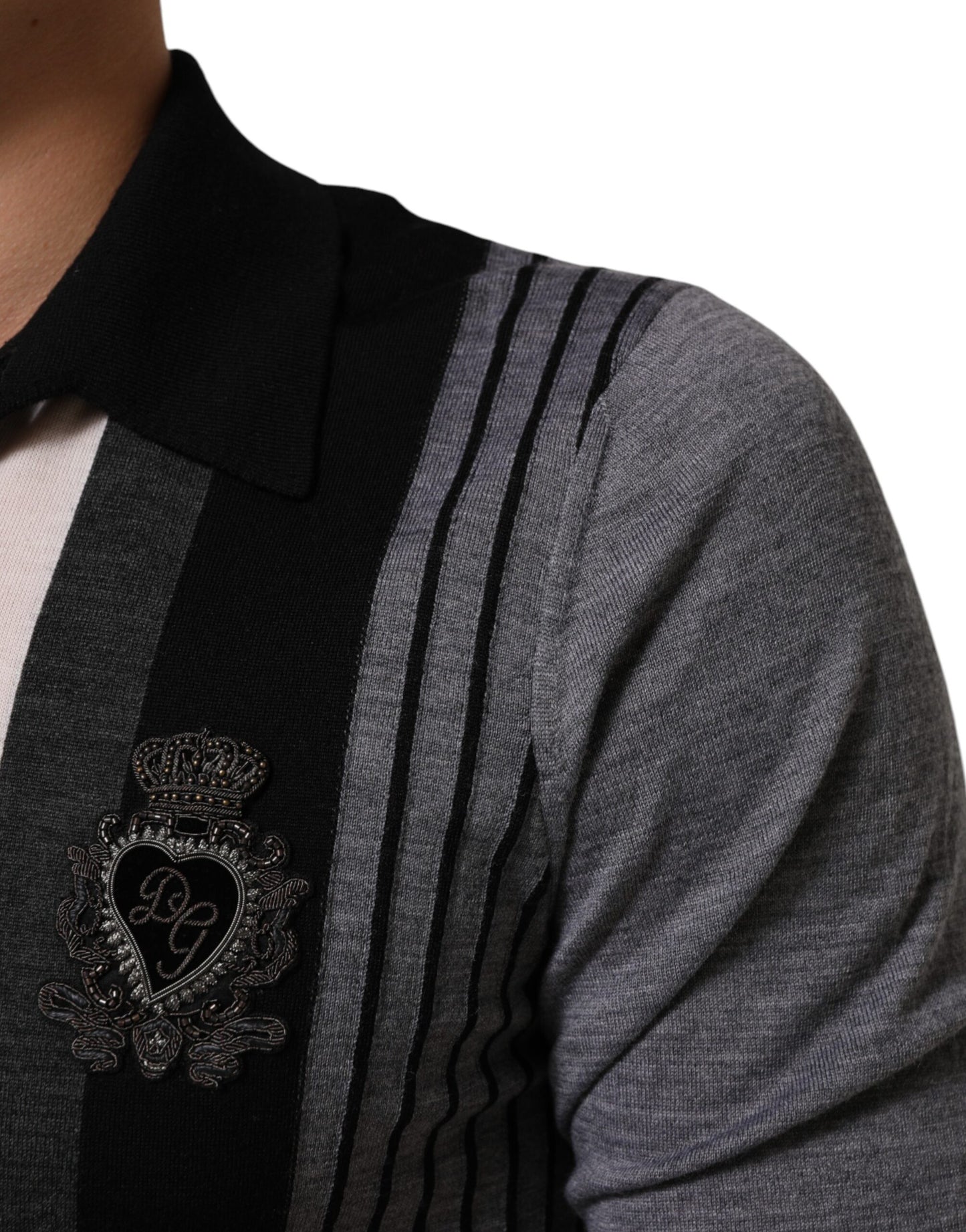 Dolce & Gabbana Black White Polka Dot Collared Polo T-shirt Mens T-Shirt