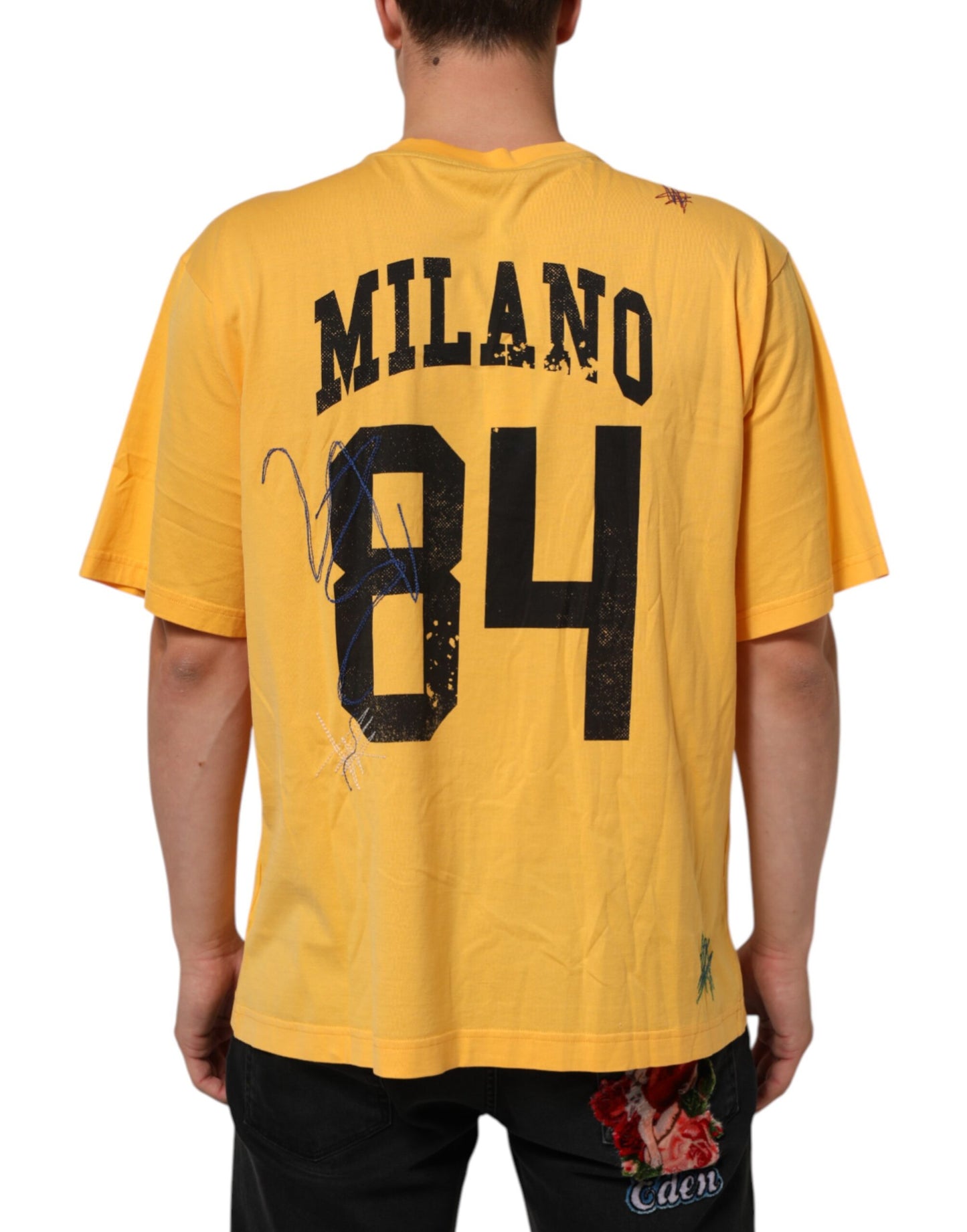 Dolce & Gabbana Yellow Secret Graden Floral Cotton Crew Neck T-shirt Mens T-Shirt