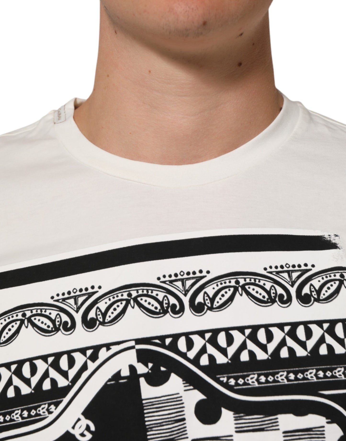 Dolce & Gabbana White Cotton Logo Bandana Print Men T-shirt Mens T-Shirt