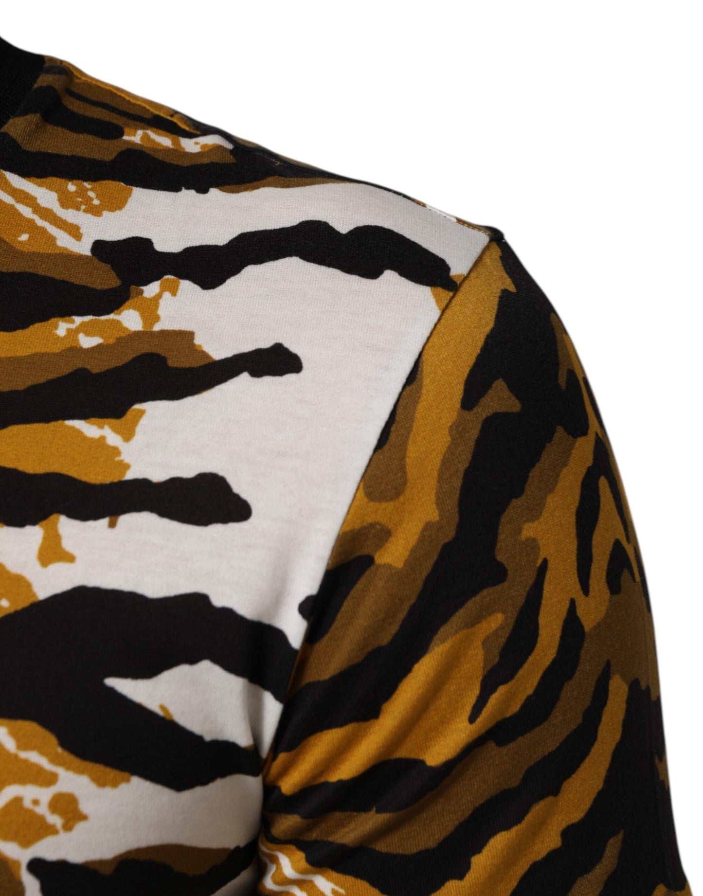 Dolce & Gabbana Multicolor Leopard Palm Leaf Men Crew Neck T-shirt Mens T-Shirt