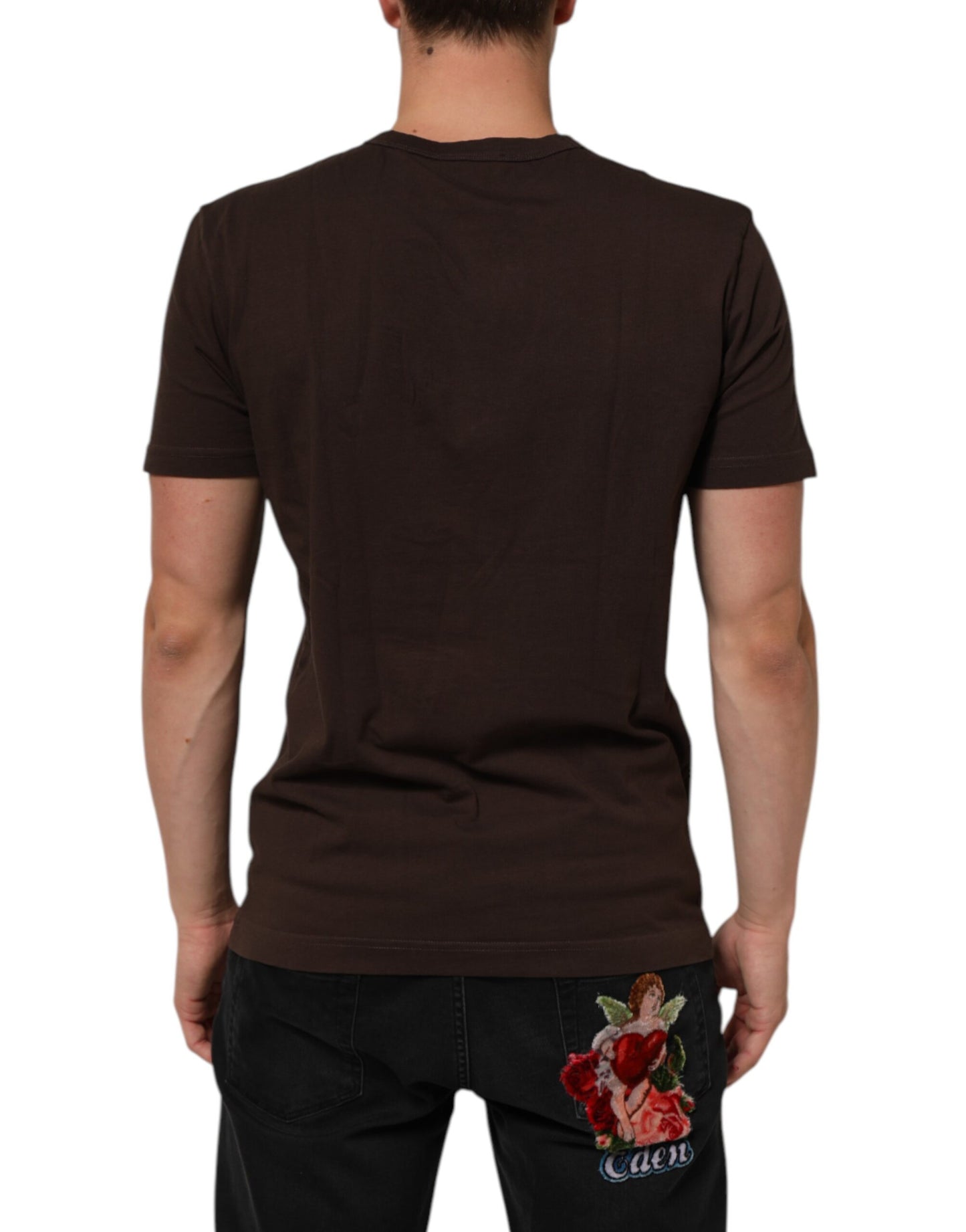 Dolce & Gabbana Brown Coin Laurel Print Men Crew Neck T-shirt Mens T-Shirt