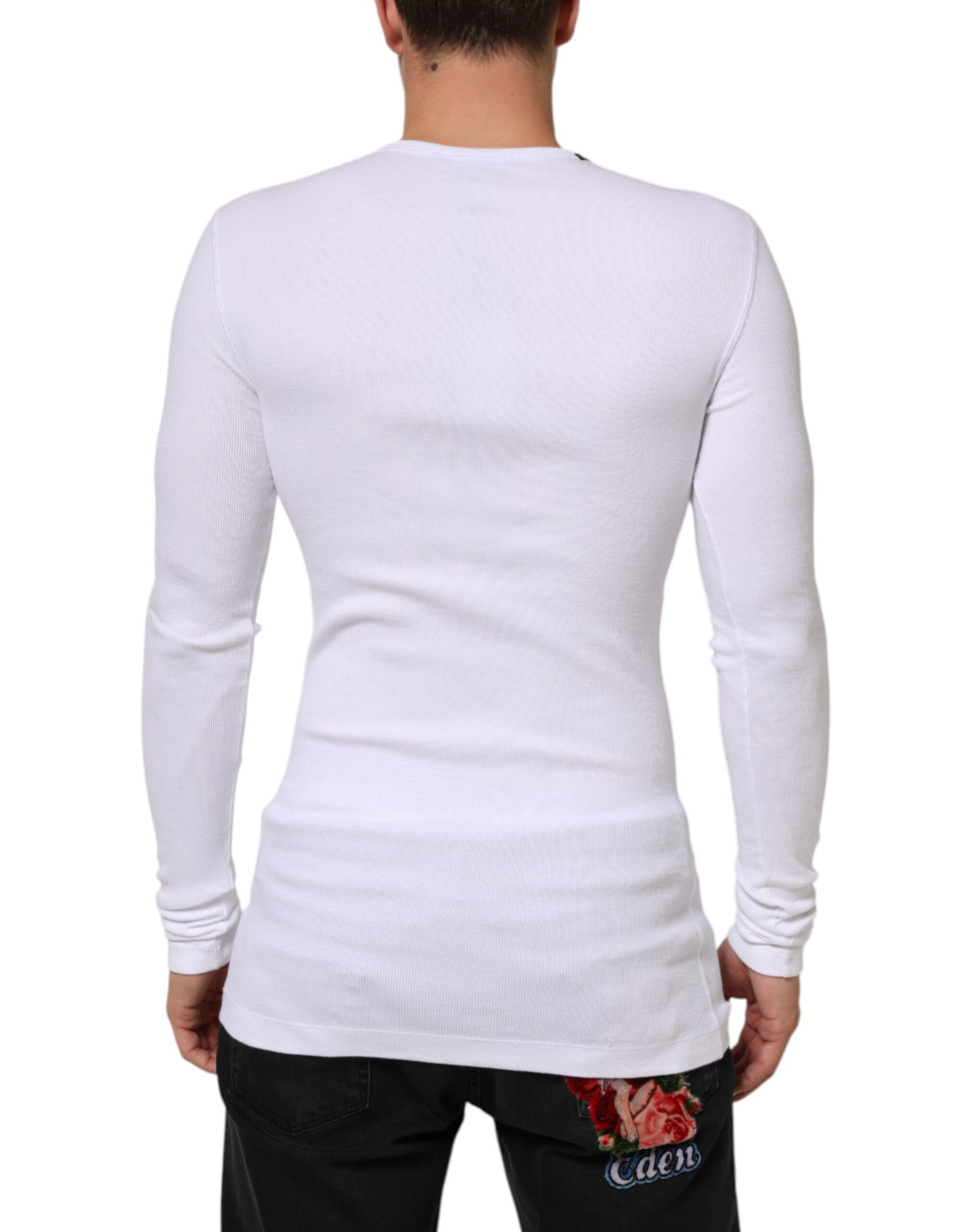 Dolce & Gabbana White Long Sleeves Button Closure T-shirt Mens T-Shirt