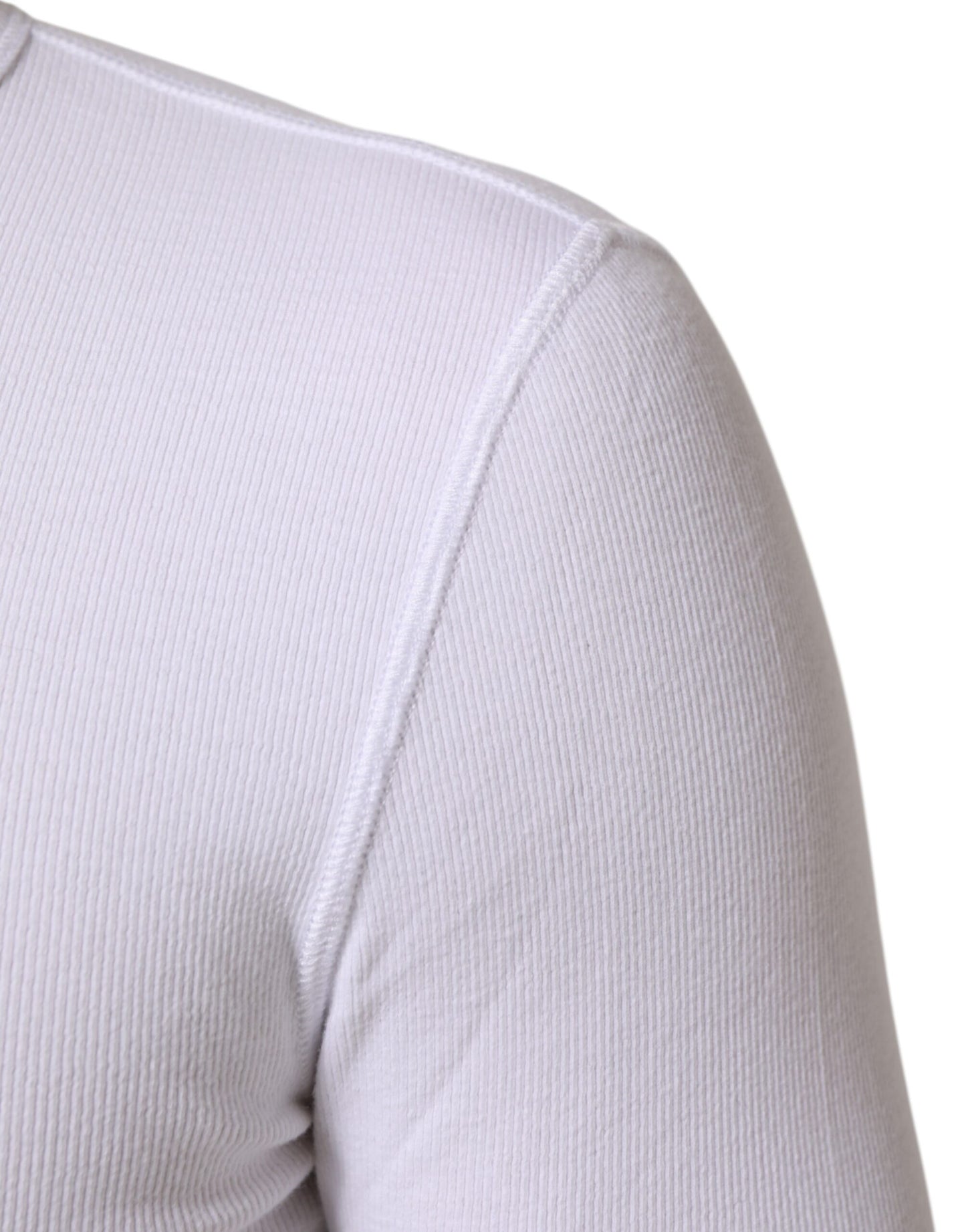 Dolce & Gabbana White Long Sleeves Button Closure T-shirt Mens T-Shirt