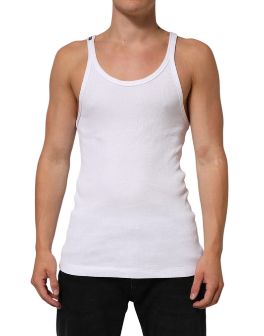 Dolce & Gabbana White Sleeveless Round Neck Tank Top T-shirt Mens T-Shirt