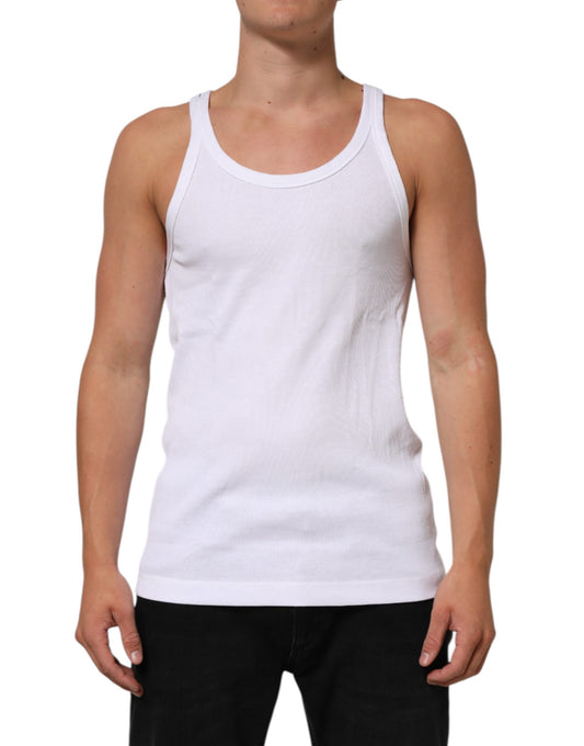 Dolce & Gabbana White Sleeveless Round Neck Tank T-shirt Mens T-Shirt