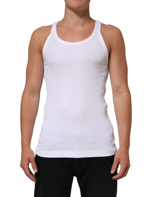 Dolce & Gabbana White Sleeveless Round Neck Tank Top T-shirt Mens T-Shirt