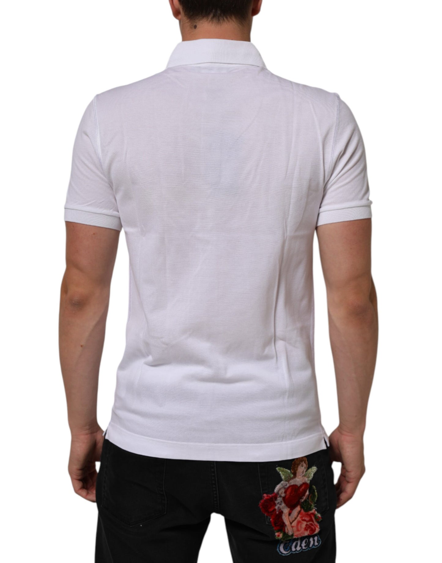 Dolce & Gabbana White Collared Short Sleeves Polo Men T-shirt Mens T-Shirt