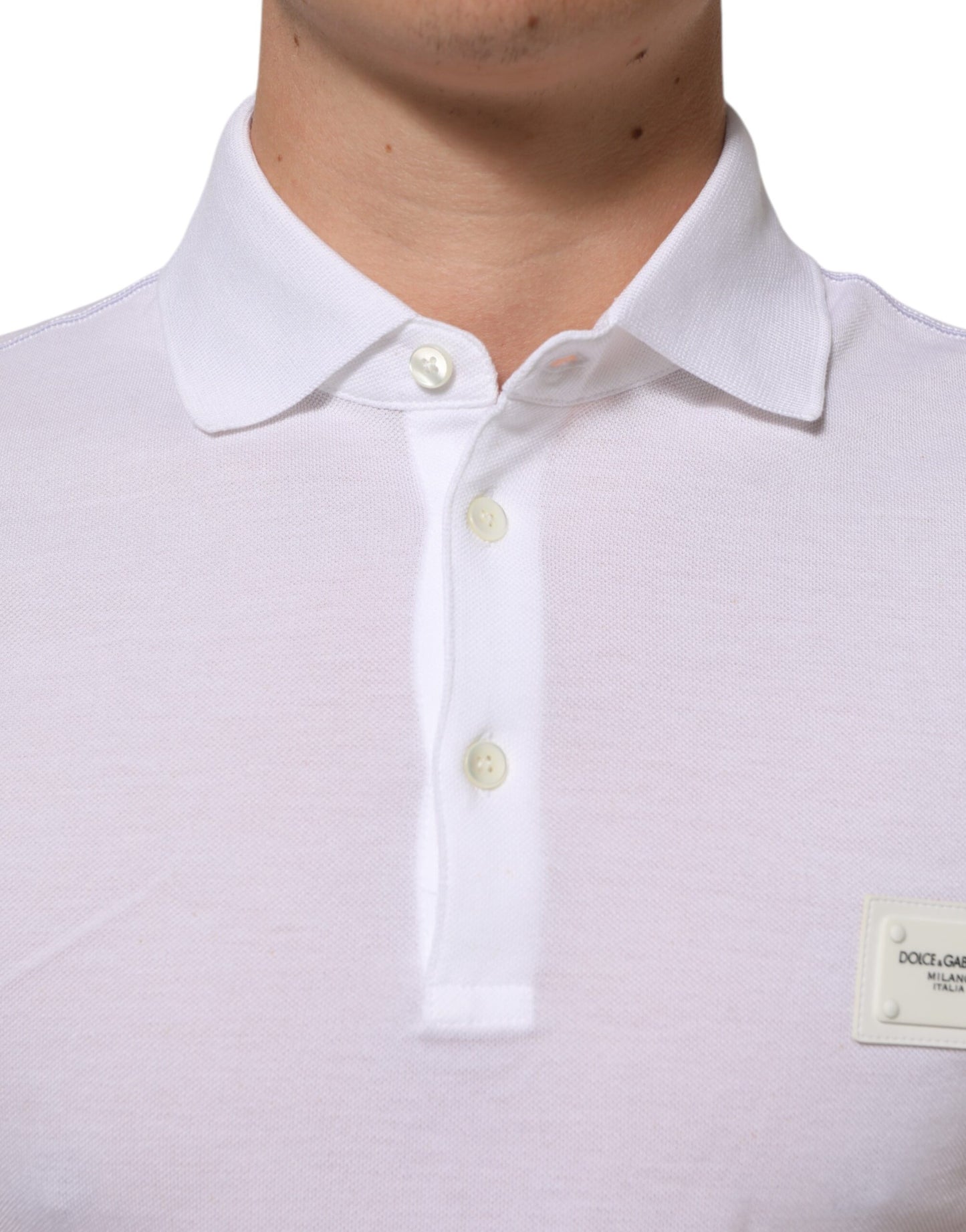 Dolce & Gabbana White Collared Short Sleeves Polo T-shirt Mens T-Shirt