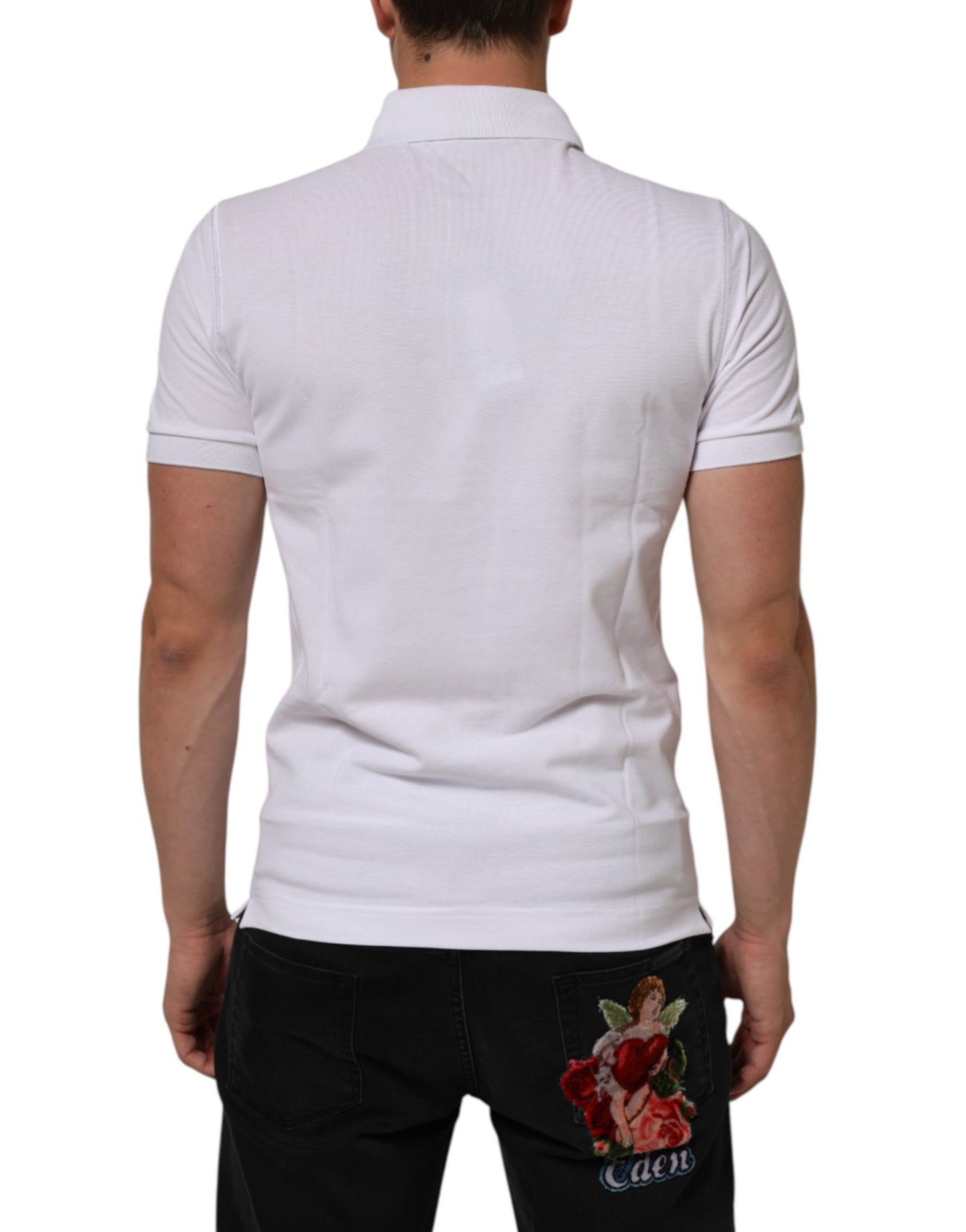 Dolce & Gabbana White Collared Short Sleeves Polo Men T-shirt Mens T-Shirt