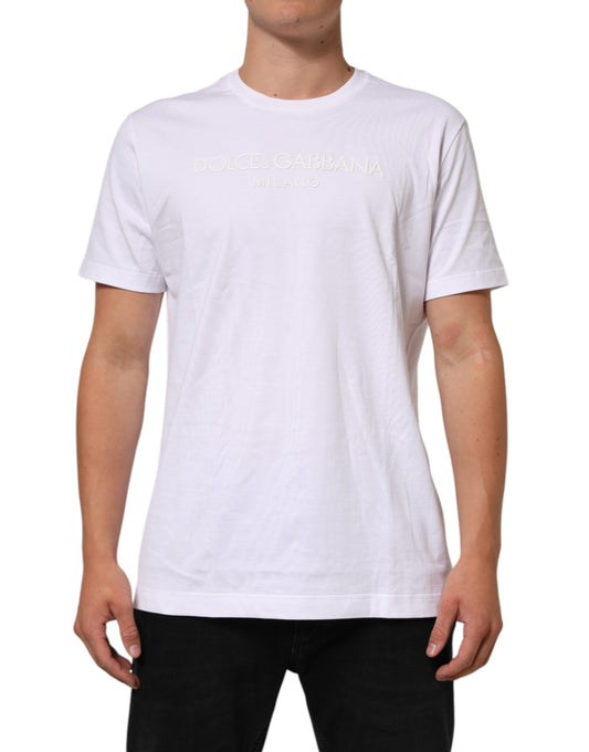 Dolce & Gabbana White Cotton Crew Neck Short Sleeves T-shirt Mens T-Shirt