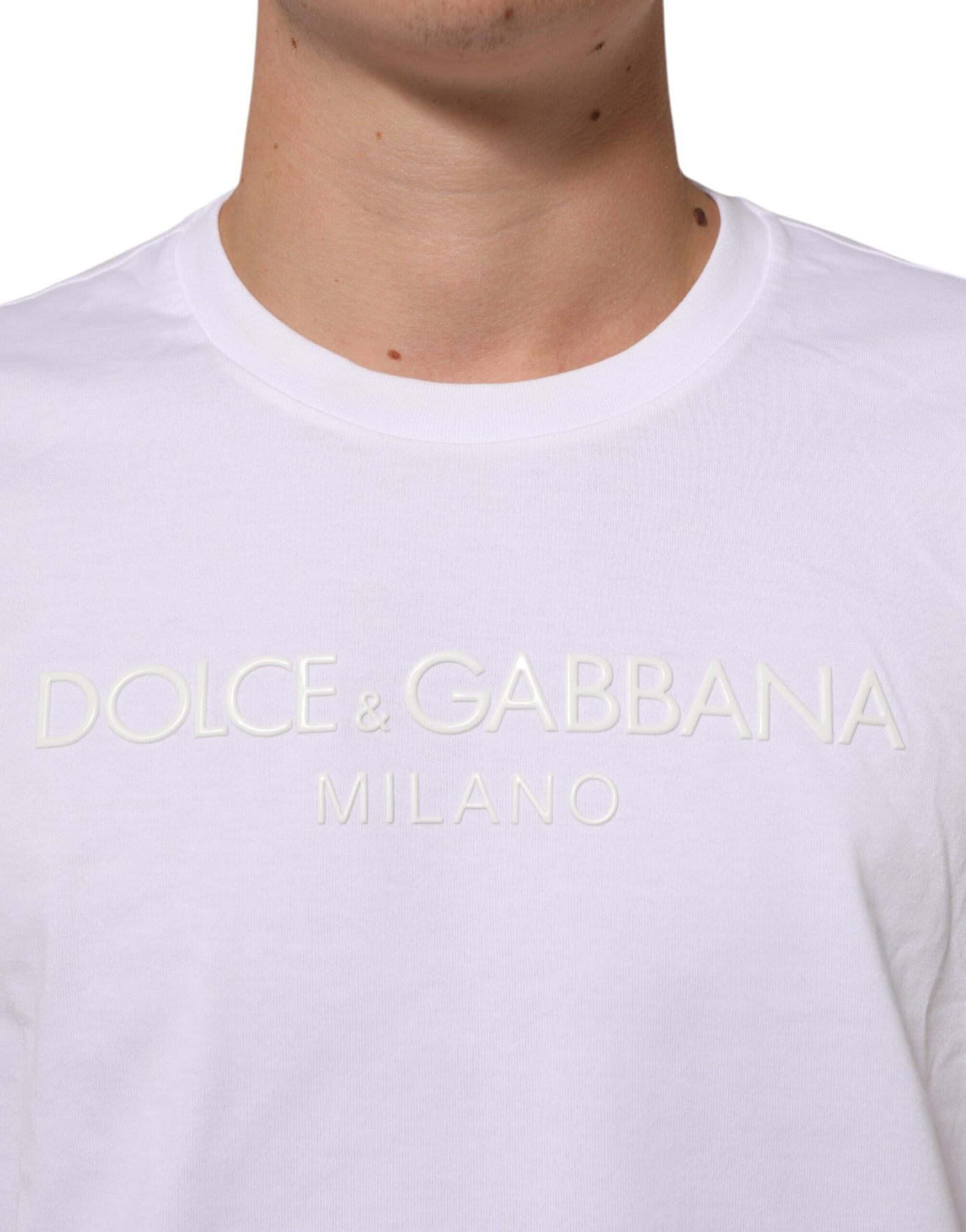 Dolce & Gabbana White Cotton Crew Neck Short Sleeves T-shirt Mens T-Shirt
