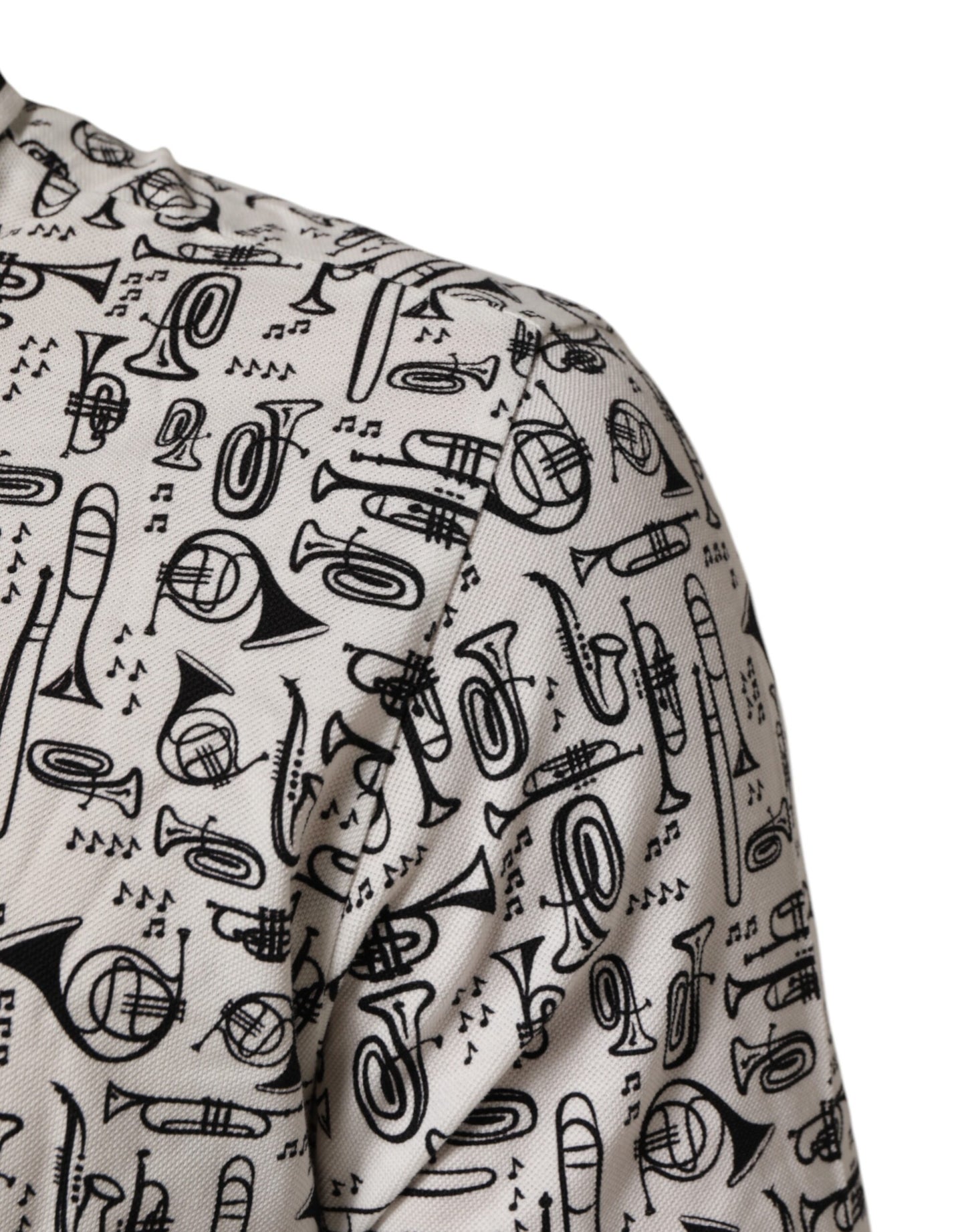 Dolce & Gabbana White Musical Print Collared Polo T-shirt Mens T-Shirt