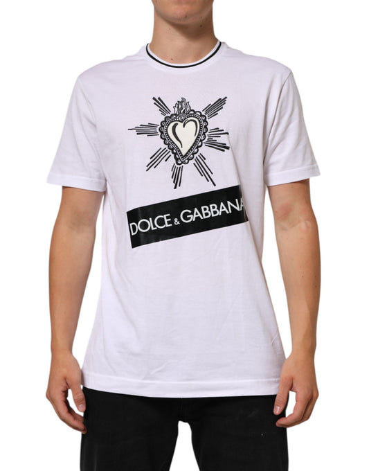 Dolce & Gabbana White Sacred Heart Short Sleeve Men T-shirt Mens T-Shirt