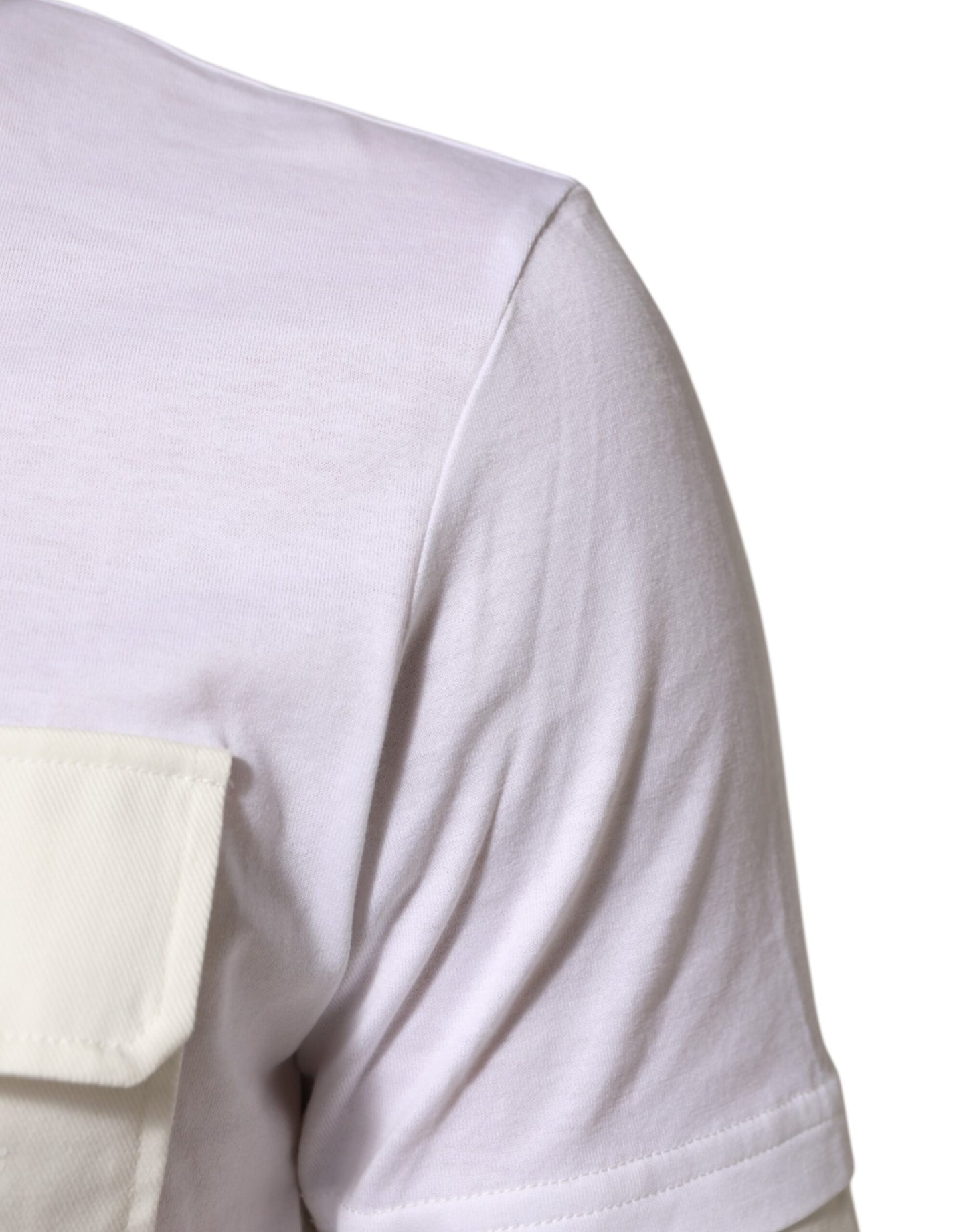 Dolce & Gabbana White Cotton Pocket Short Sleeves Men T-shirt Mens T-Shirt
