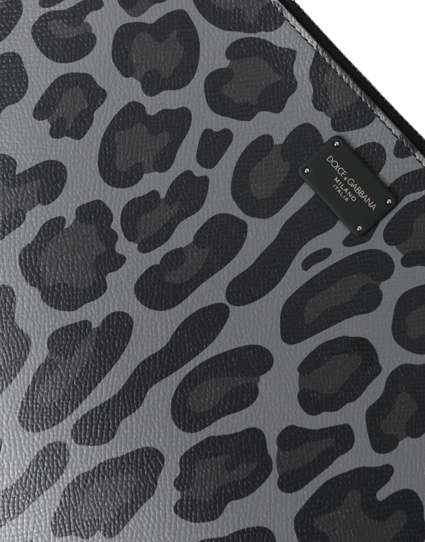 Dolce & Gabbana Multicolor Leopard Jacquard Logo Plaque Document Briefcase Bag Mens Wallet