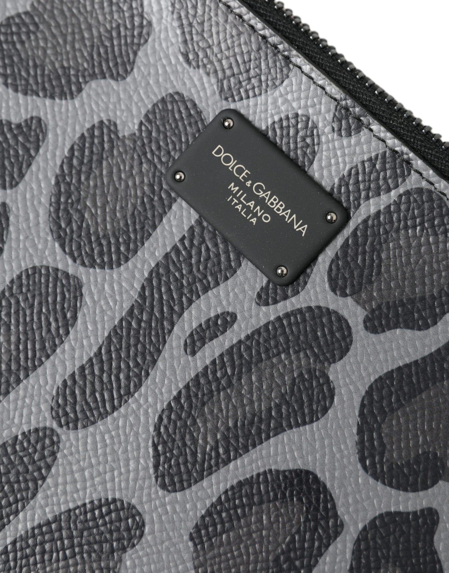 Dolce & Gabbana Multicolor Leopard Jacquard Logo Plaque Document Briefcase Bag Mens Wallet