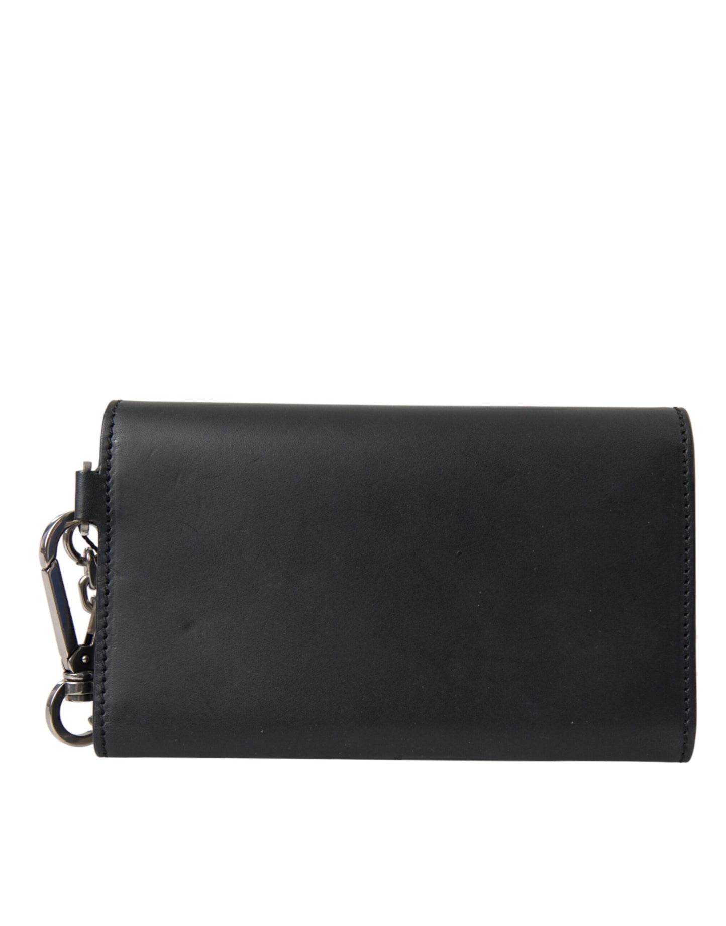 Dolce & Gabbana Black Leather Logo Embossed Mini Bifold Wallet Borse Bag Mens Wallet