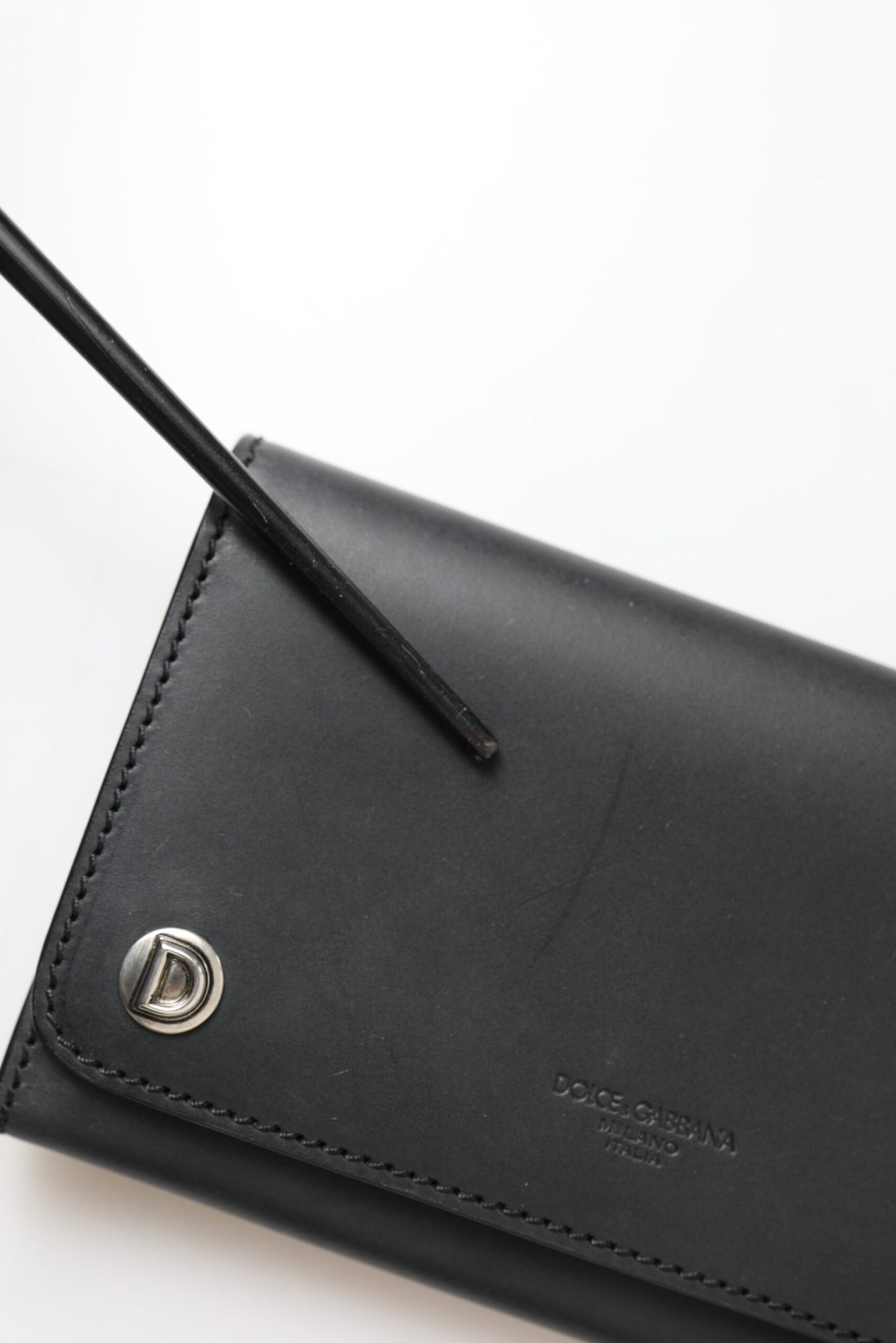 Dolce & Gabbana Black Leather Logo Embossed Mini Bifold Wallet Borse Bag Mens Wallet