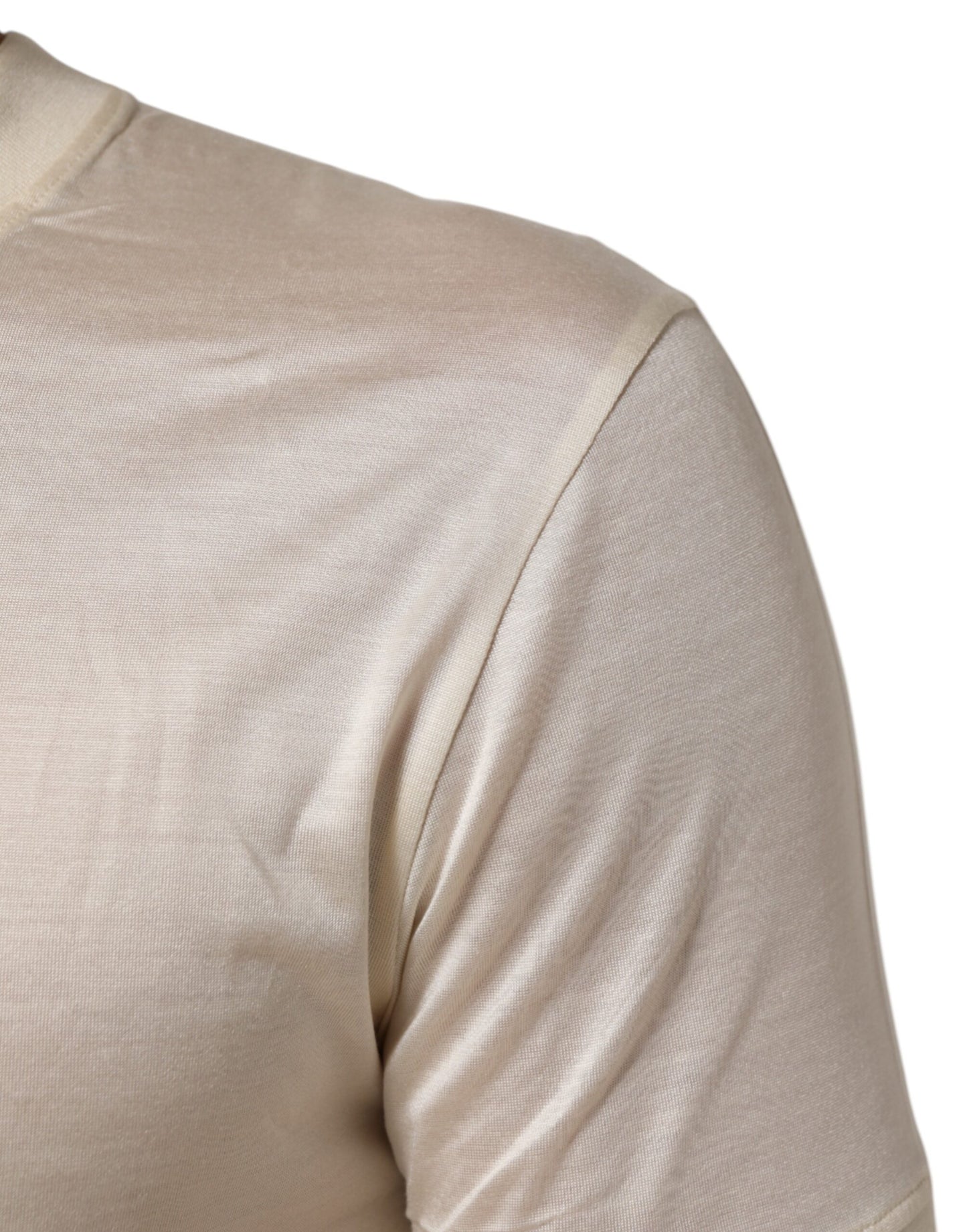 Dolce & Gabbana Off White Silk Crew Neck Short Sleeve T-shirt Mens T-Shirt