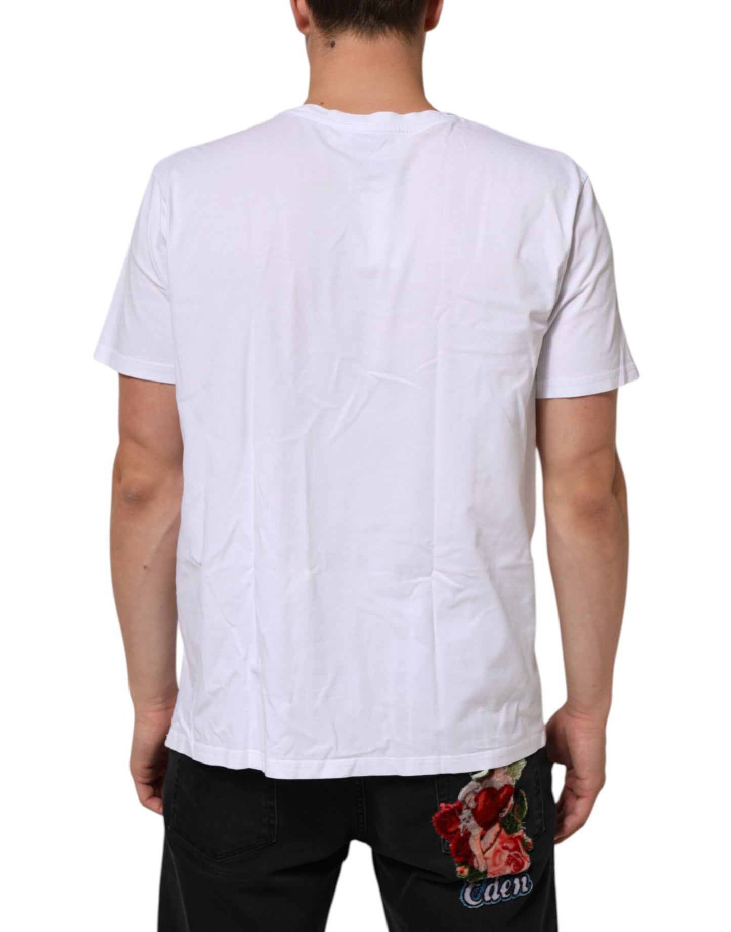 Dolce & Gabbana White Logo Print Cotton Crew Neck T-shirt Mens T-Shirt