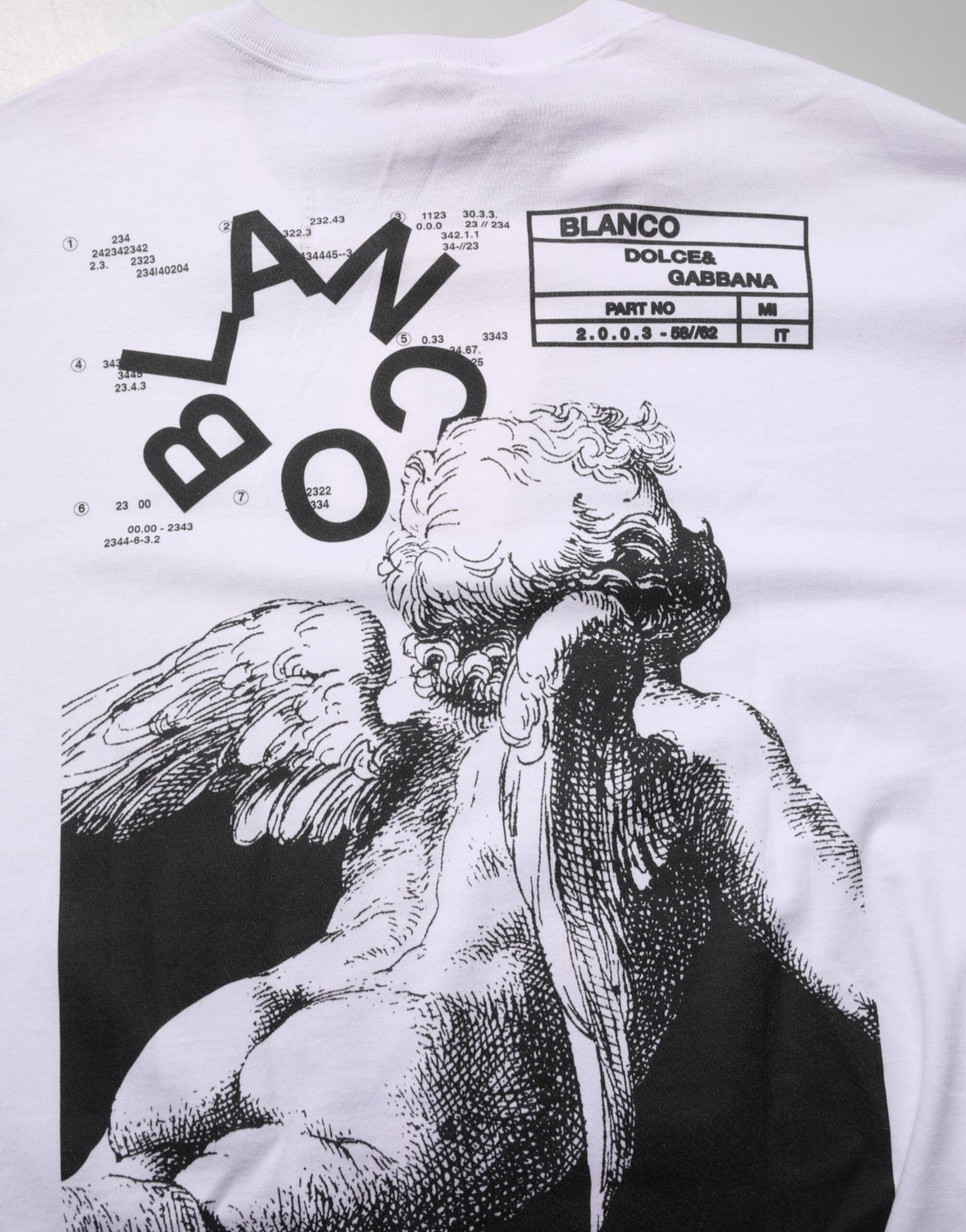 Dolce & Gabbana White Angel Print Cotton Men Crew Neck T-shirt Mens T-Shirt