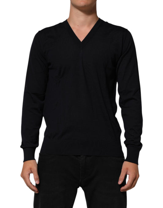 Dolce & Gabbana Black Cashmere Knit V-Neck Pullover Sweater Mens Sweater Mens T-Shirt