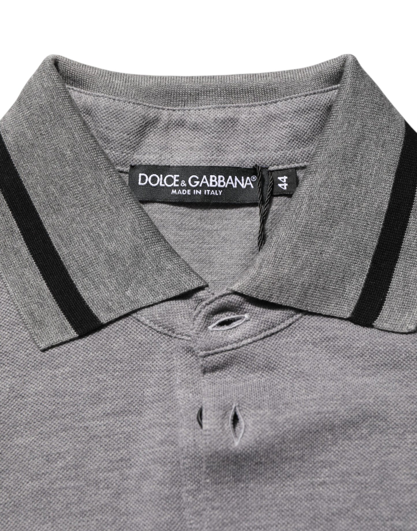 Dolce & Gabbana Gray Logo Embroidery Collared Polo T-shirt Mens T-Shirt