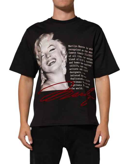 Dolce & Gabbana Black Marilyn Monroe Cotton Crew Neck T-shirt Mens T-Shirt