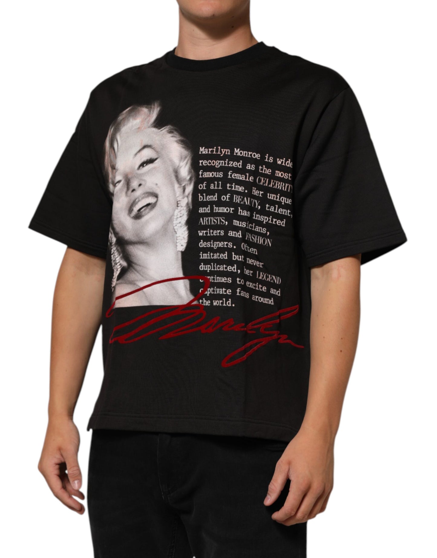 Dolce & Gabbana Black Marilyn Monroe Cotton Crew Neck T-shirt Mens T-Shirt