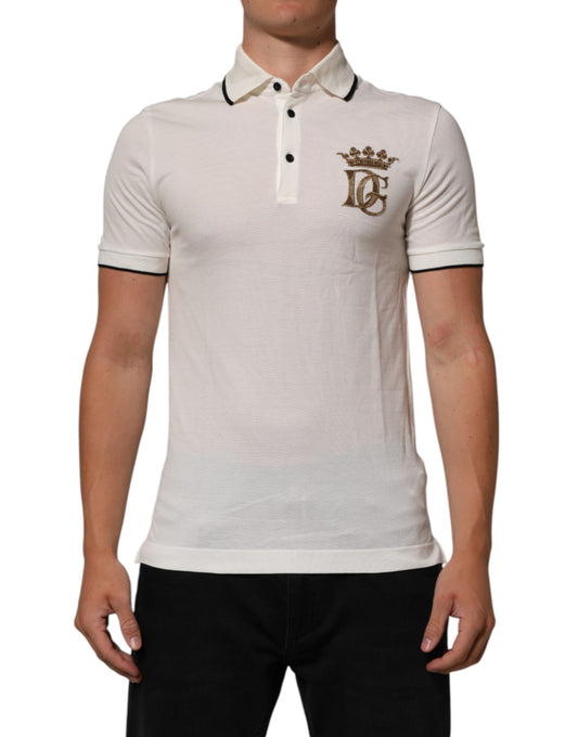 Dolce & Gabbana White Logo Embroidery Cotton Polo T-shirt Mens T-Shirt