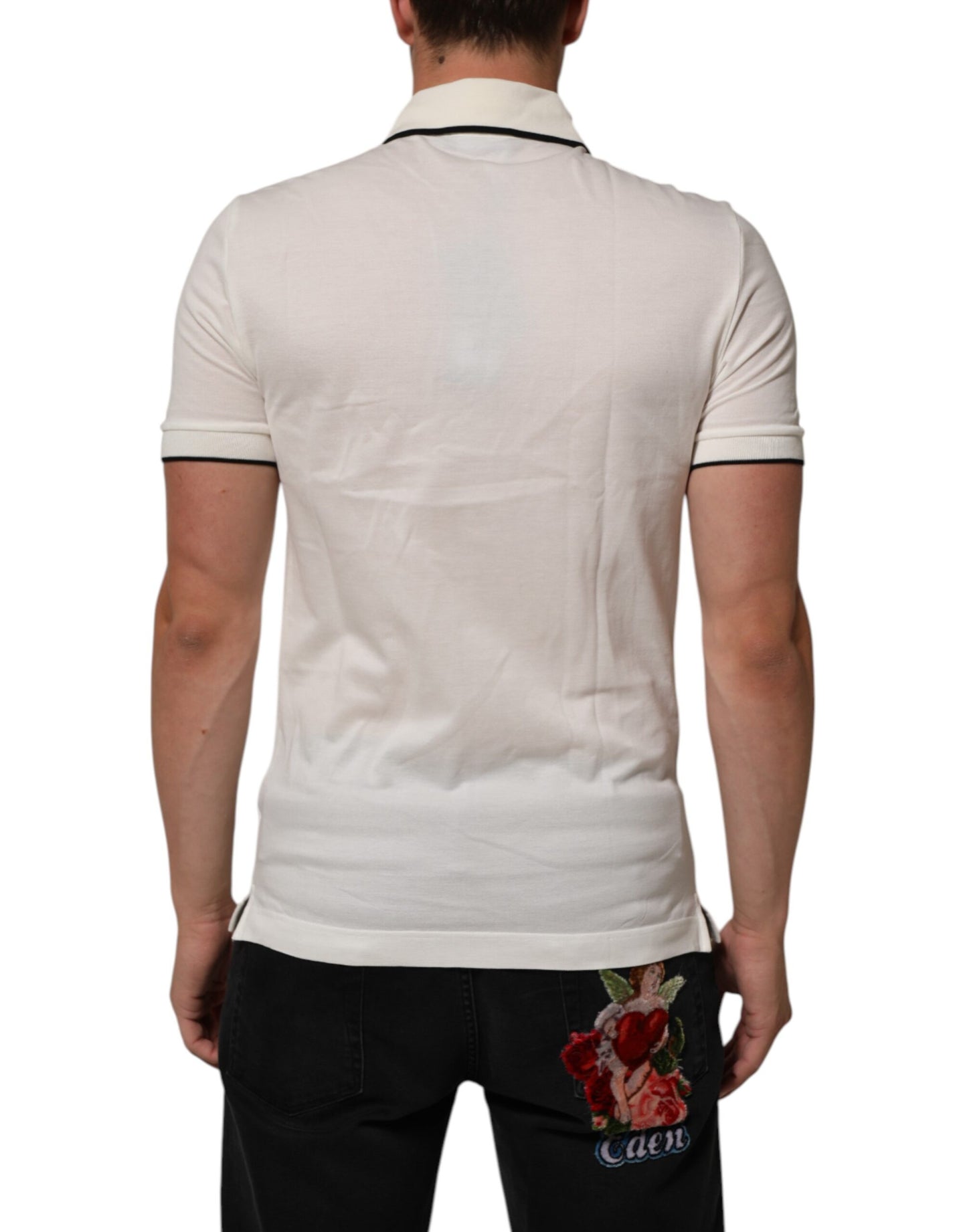 Dolce & Gabbana White Logo Embroidery Cotton Polo T-shirt Mens T-Shirt