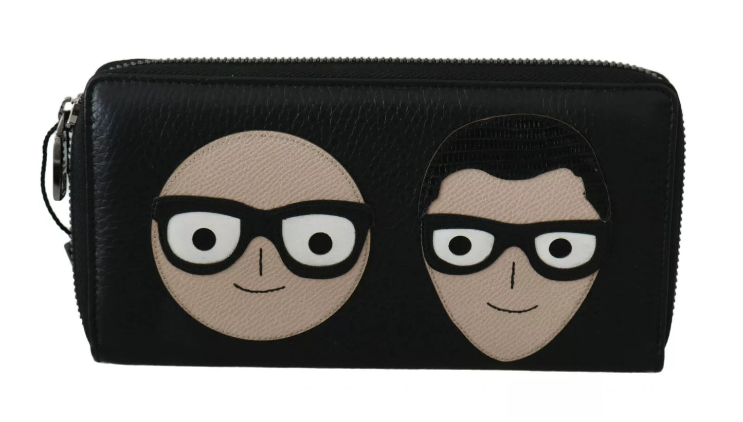 Dolce & Gabbana Black Leather #DGFAMILY Zipper Continental Mens Wallet Mens Wallet