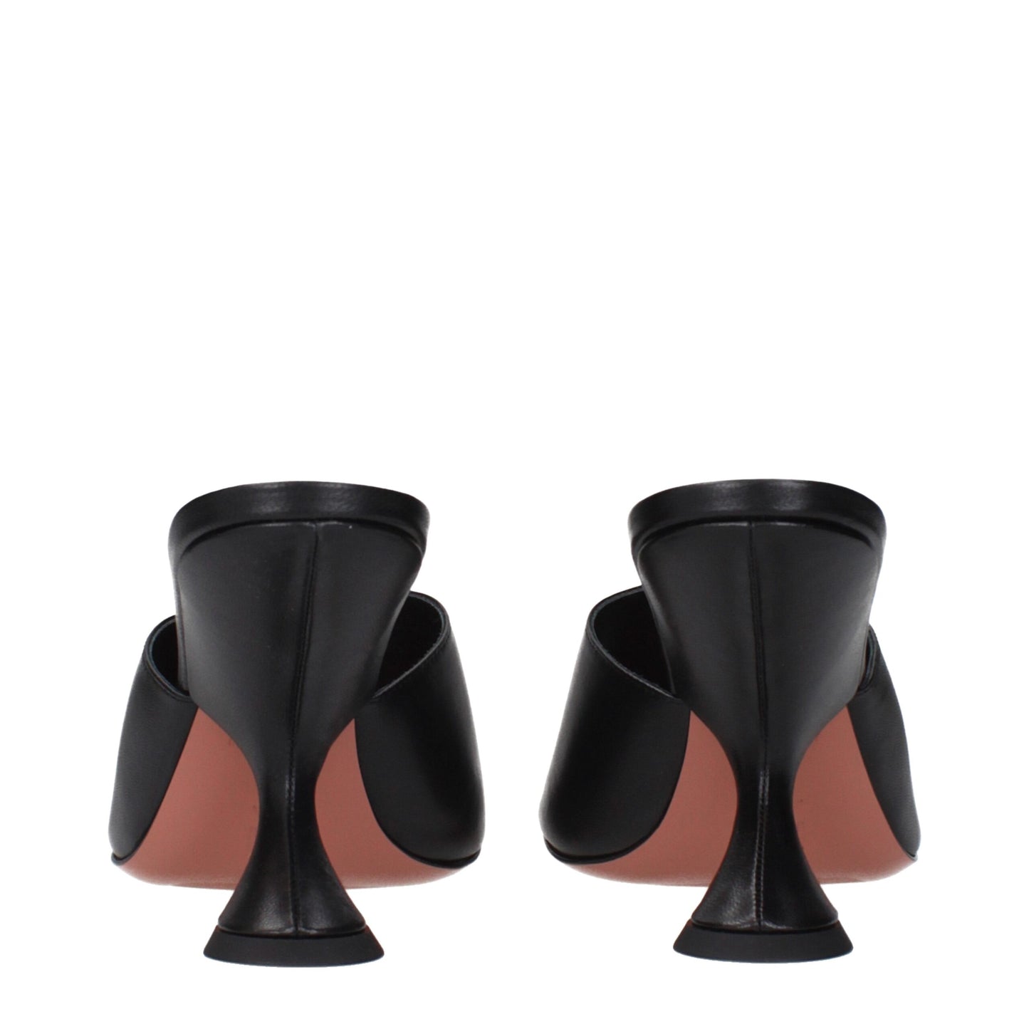 Amina Muaddi Black Leather Stiletto Heel Sandals