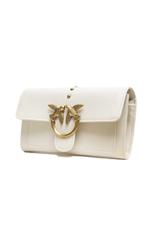 PINKO White Leather One Simply Love Mini Bag Womens Shoulder Bag