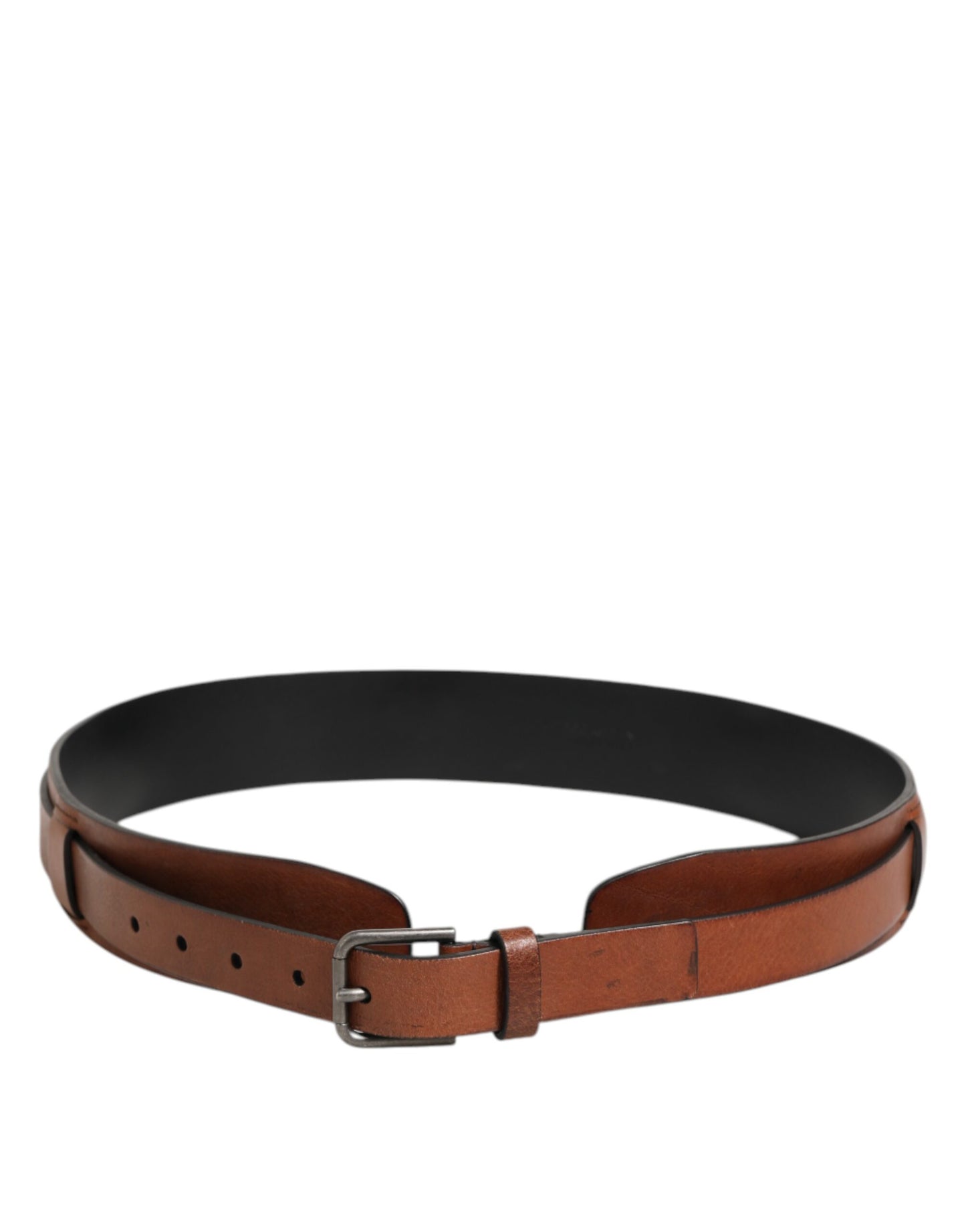 Dolce & Gabbana Brown Classic Gold Metal Logo Buckle Men Belt